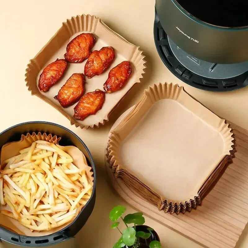 50x Backpapier für Heißluftfritteuse / Antihaft Airfryer Einlagen