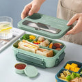 Bento Lunchbox 1300ml / 3 Fächer mit Besteck / Auslaufsicher