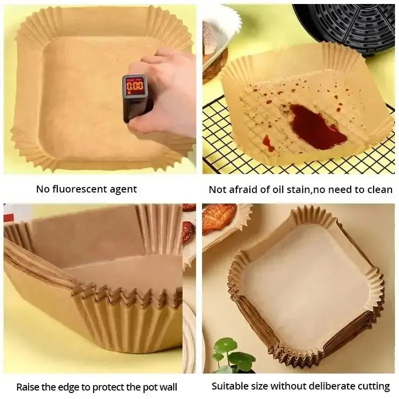 50x Backpapier für Heißluftfritteuse / Antihaft Airfryer Einlagen
