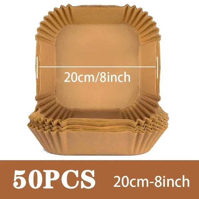 50x Backpapier für Heißluftfritteuse / Antihaft Airfryer Einlagen