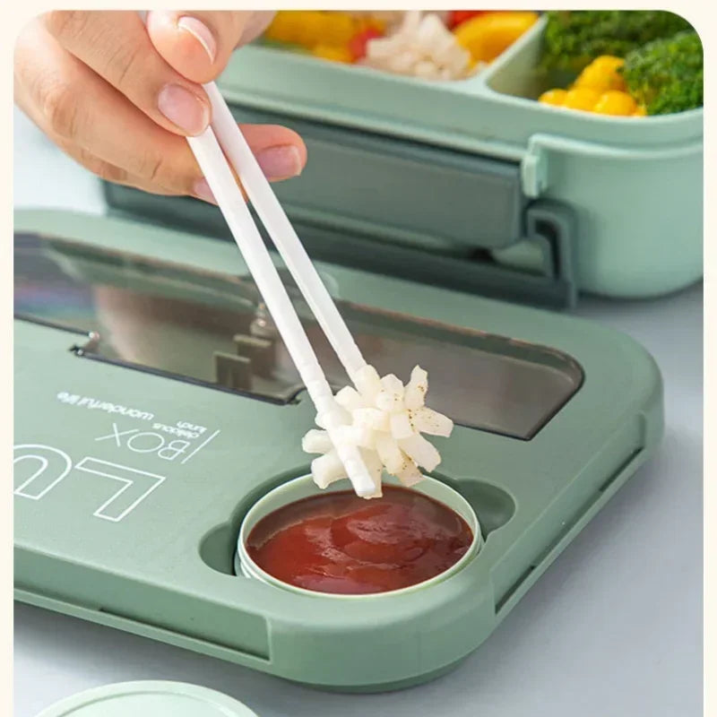 Bento Lunchbox 1300ml / 3 Fächer mit Besteck / Auslaufsicher